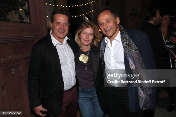 Director of the National School of Fine Arts of Paris Jean de Loisy, Caroline Thompson and her companion Jean-Pierre Weill attend the "Kamel Mennour,...