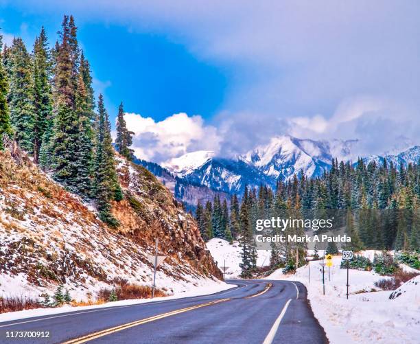 along the million dollar highway - ouray colorado stock pictures, royalty-free photos & images