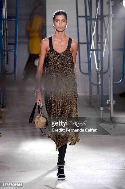 Mica Argañaraz walks the runway for Proenza Schouler during New York Fashion Week: The Shows on September 10, 2019 in New York City.