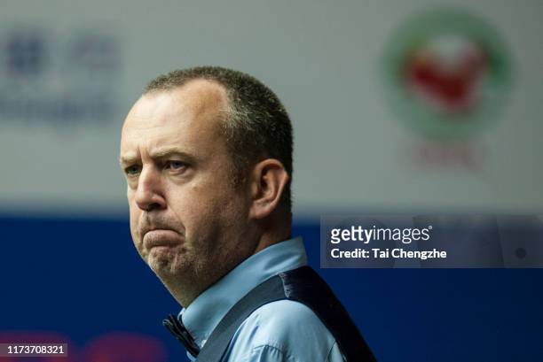 Mark Williams of Wales looks on during the second round match against Shaun Murphy of England on day two of 2019 Shanghai Masters at Regal...