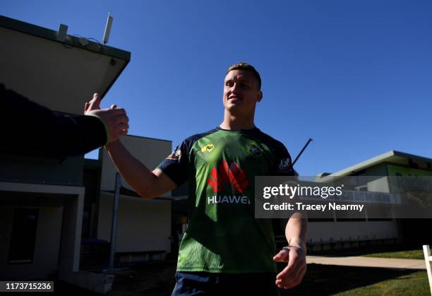 Jack Wighton of the Raiders during a Canberra Raiders NRL training session at Raiders HQ on September 11, 2019 in Canberra, Australia.