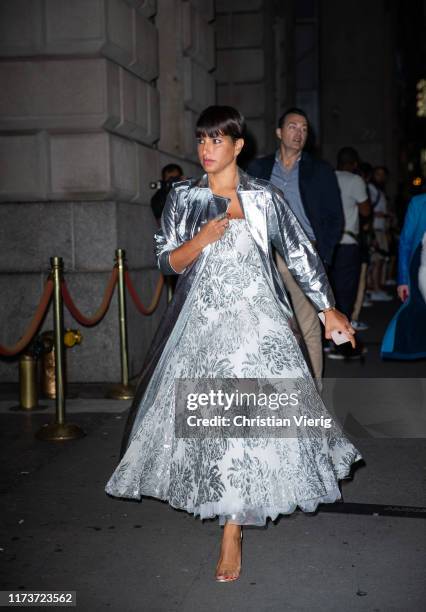 Deena Aljuhani Abdulaziz is seen outside Oscar de la Renta during New York Fashion Week September 2019 on September 10, 2019 in New York City.