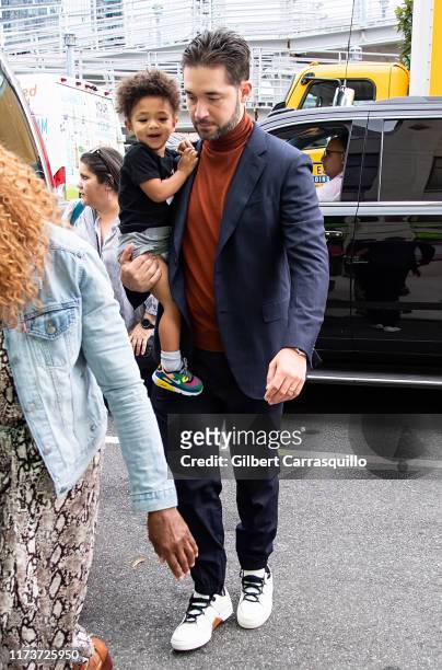 Alexis Ohanian and daughter Alexis Olympia Ohanian Jr. Are seen arriving to S by Serena Williams Fashion Show during New York Fashion Week on...
