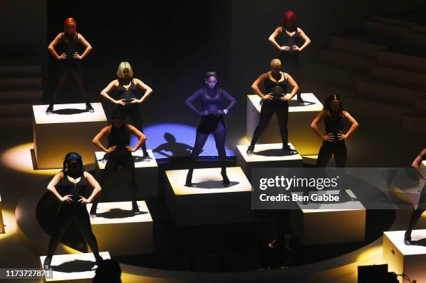 Rihanna performs onstage during Savage X Fenty Show Presented By Amazon Prime Video - Show Sneak Peak at Barclays Center on September 10, 2019 in...