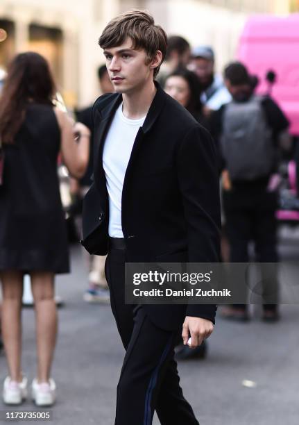 Miles Heizer is seen outside the Coach show during New York Fashion Week S/S20 on September 10, 2019 in New York City.