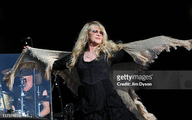 Stevie Nicks performs live on stage during the third day of the 'Hard Rock Calling' music festival at Hyde Park on June 26, 2011 in central London,...