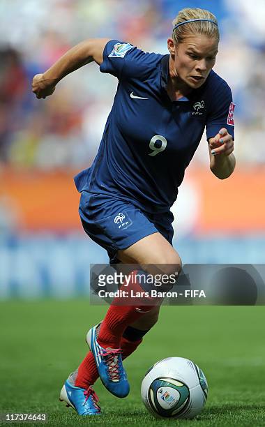 Eugenie le Sommer of France runs with the ball during the FIFA Women's World Cup 2011 Group A match between Nigeria and France at Rhein-Neckar-Arena...