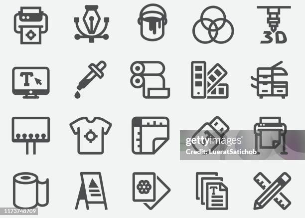 print icons - offset printing machine clip art stock illustrations