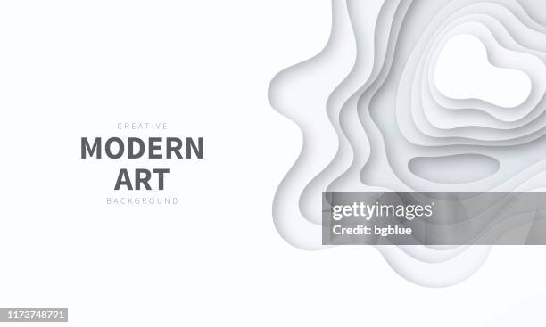 paper cut background. grey abstract wave shapes - trendy 3d design - abstract white stock illustrations