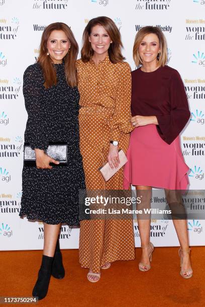 Sally Obermeder, Natalie Barr and Kylie Gillies attend the Women of The Future Awards on September 11, 2019 in Sydney, Australia.