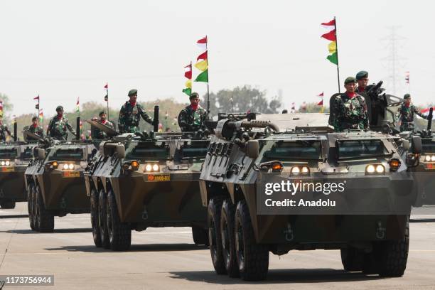 Military tank parade on the 74th Indonesian National Armed Forces anniversary at Halim Perdanakusuma Airforce Base in Jakarta, Indonesia on 5 October...