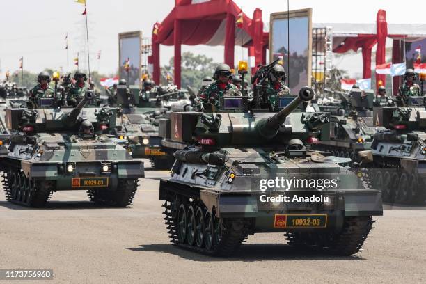 Military tank parade on the 74th Indonesian National Armed Forces anniversary at Halim Perdanakusuma Airforce Base in Jakarta, Indonesia on 5 October...