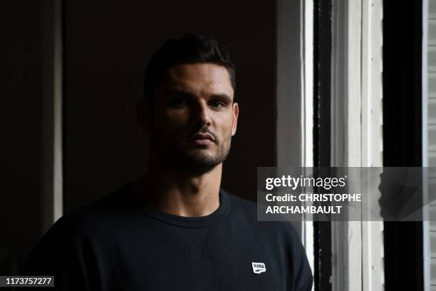 French swimmer Florent Manaudou poses during a photo session in Paris on October 2, 2019. - Manaudou will participate in the inaugural season of the...