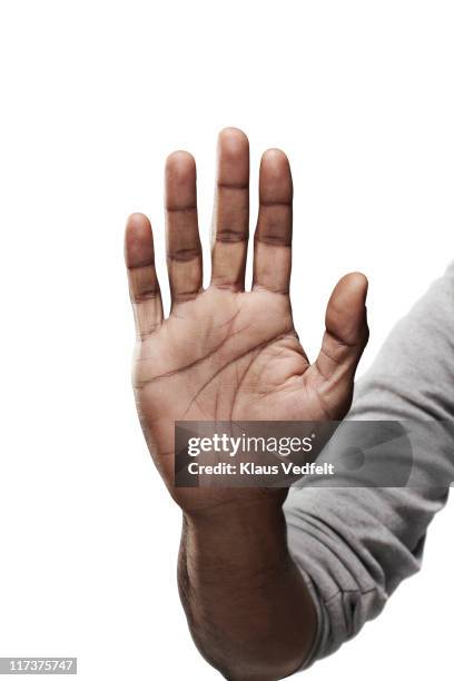 palm of man's hand close-up on white - handfläche stock-fotos und bilder