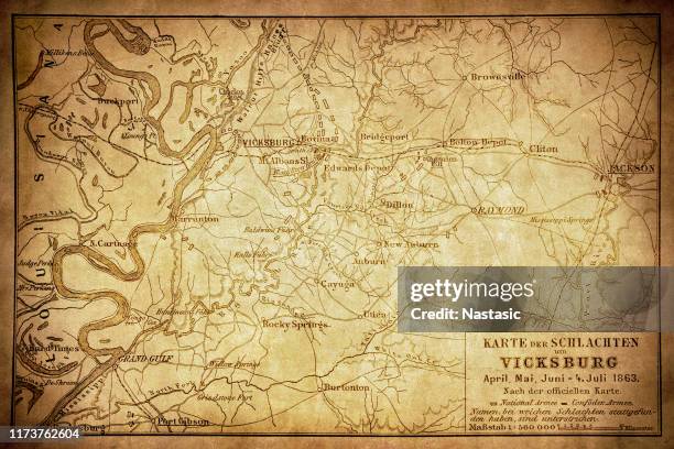 map of the battles around vicksburg - civil war illustration stock illustrations