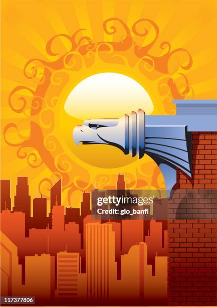 skyline - gargoyle stock illustrations