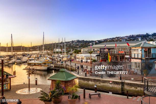 restaurants at knysna waterfront in the western cape province - garden route south africa stock pictures, royalty-free photos & images