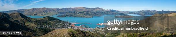 the port of lyttelton, on new zealand's south island - south island new zealand stock pictures, royalty-free photos & images