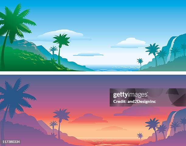 tropical backgrounds - south pacific stock illustrations