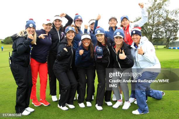 Team USA celebrate after winning the PING Junior Solheim Cup with Morgan Pressel, Juli Inkster and Wendy Ward of Team USA during Preview Day 3 of The...