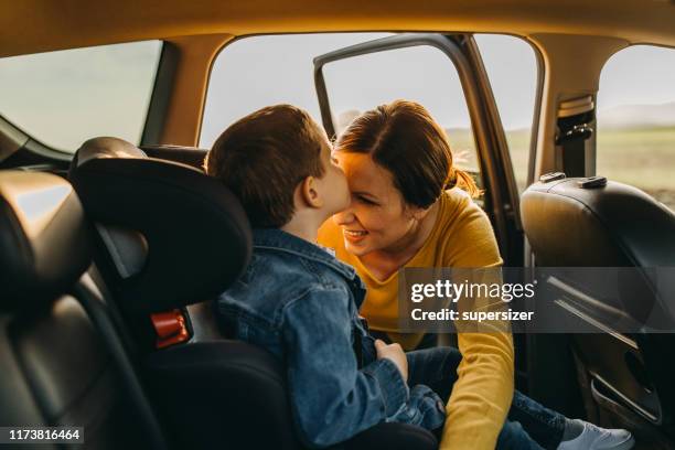 mother and son enjoying - white van profile stock pictures, royalty-free photos & images