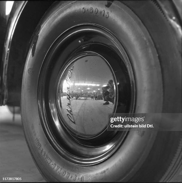 Chrysler wheel and hubcap; 1955