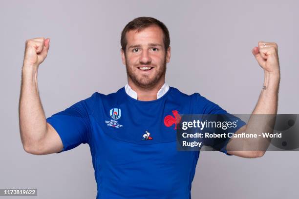 Camille Lopez of France poses for a portrait during the France Rugby World Cup 2019 squad photo call on September 10, 2019 in Fujiyoshida, Yamanashi,...
