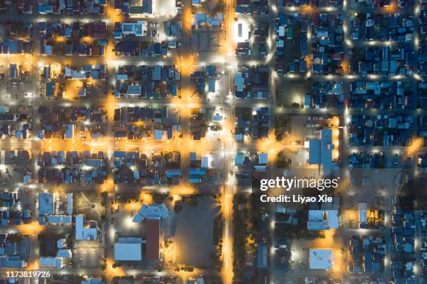 aerial view of residential district - dark country road stock pictures, royalty-free photos & images