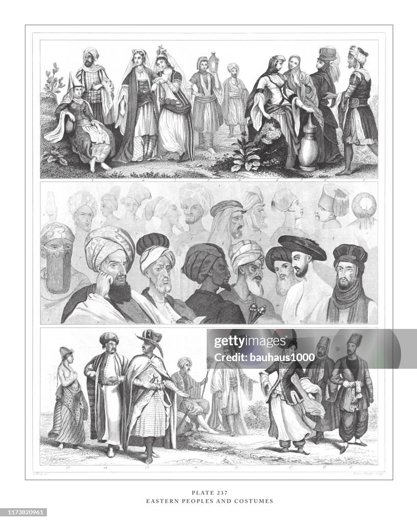 Eastern Peoples and Costumes Engraving Antique Illustration, Published 1851