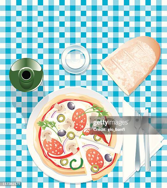 pizza - button mushrooms stock illustrations