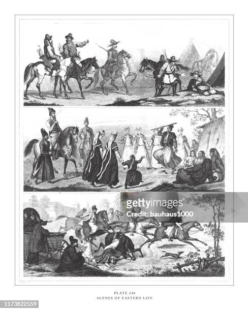 stockillustraties, clipart, cartoons en iconen met scènes van oosterse leven gravure antieke illustratie, gepubliceerd 1851 - sect
