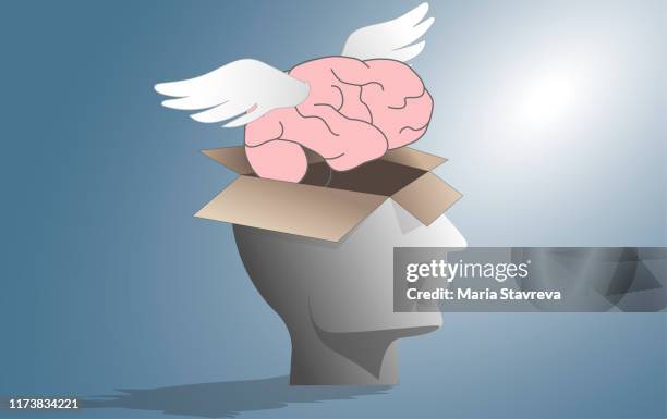 free your mind - breaking out of the box stock illustrations