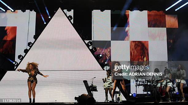 US singer Beyonce performs on The Pyramid Stage as the headline act ...