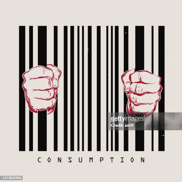 barcode pressure to buy - capitalism stock illustrations
