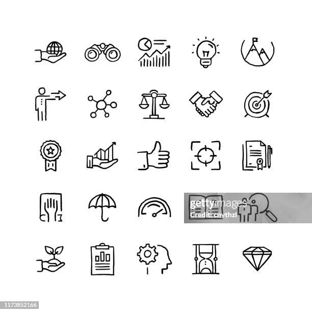 set of core values related objects and elements. hand drawn vector doodle illustration collection. hand drawn icon set. - cores stock illustrations