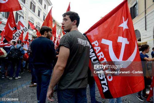 People participate in Demonstration by the Communist Parties against the M5S-PD government and against the anti-communist motion of the European...