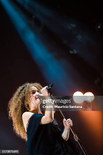 Vitoria Falcao of Anavitoria performs live on stage during day 6 of Rock In Rio Music Festival at Cidade do Rock on October 5, 2019 in Rio de...