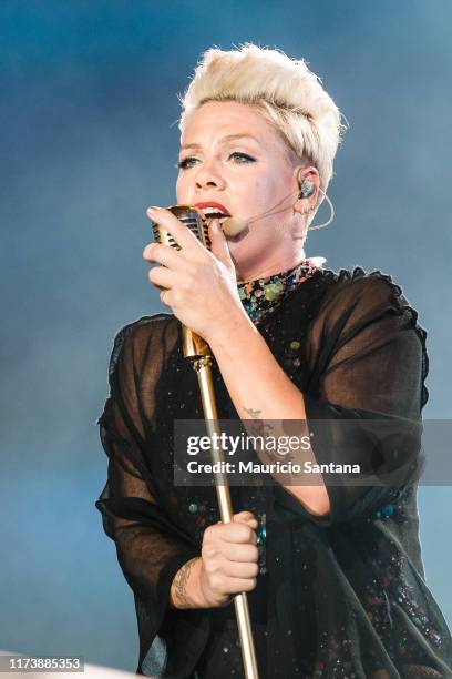 Nk performs live on stage during day 6 of Rock In Rio Music Festival at Cidade do Rock on October 5, 2019 in Rio de Janeiro, Brazil.