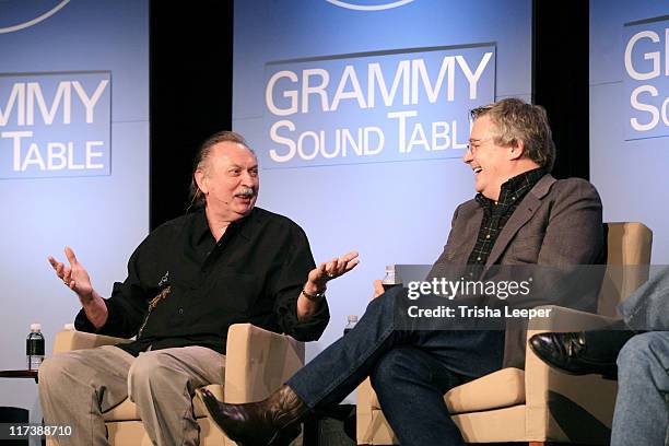 Jim Gains and Steve Miller during AES 18th Annual GRAMMY Engineering Sound Table -Anatomy of a Hit " Fly Like an Eagle" with Steve Miller at Moscone...