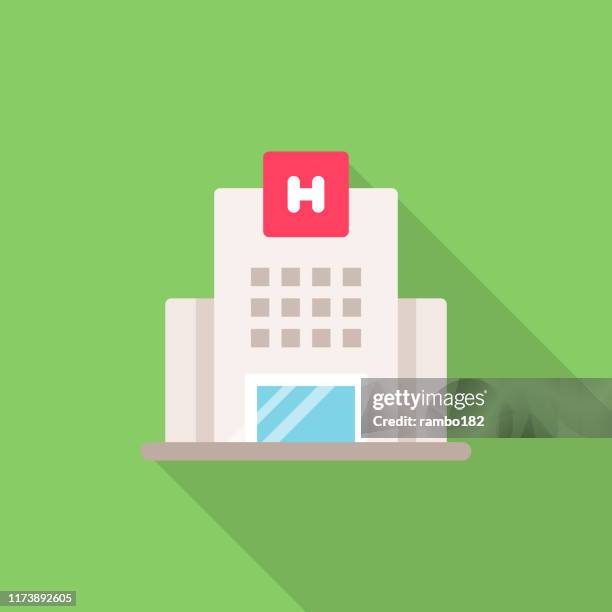 ilustraciones, imágenes clip art, dibujos animados e iconos de stock de icono plano del hospital. píxel perfecto. para móviles y web. - hospital