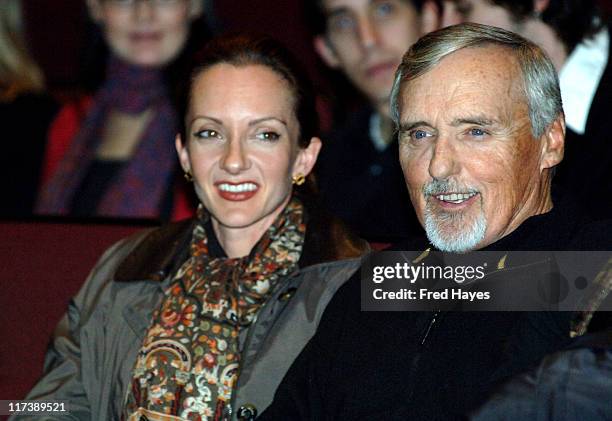 Victoria Duffy and Dennis Hopper during 2007 Sundance Film Festival - "Chicago 10" Opening Night Premiere at Eccles Theatre in Utah, United States.