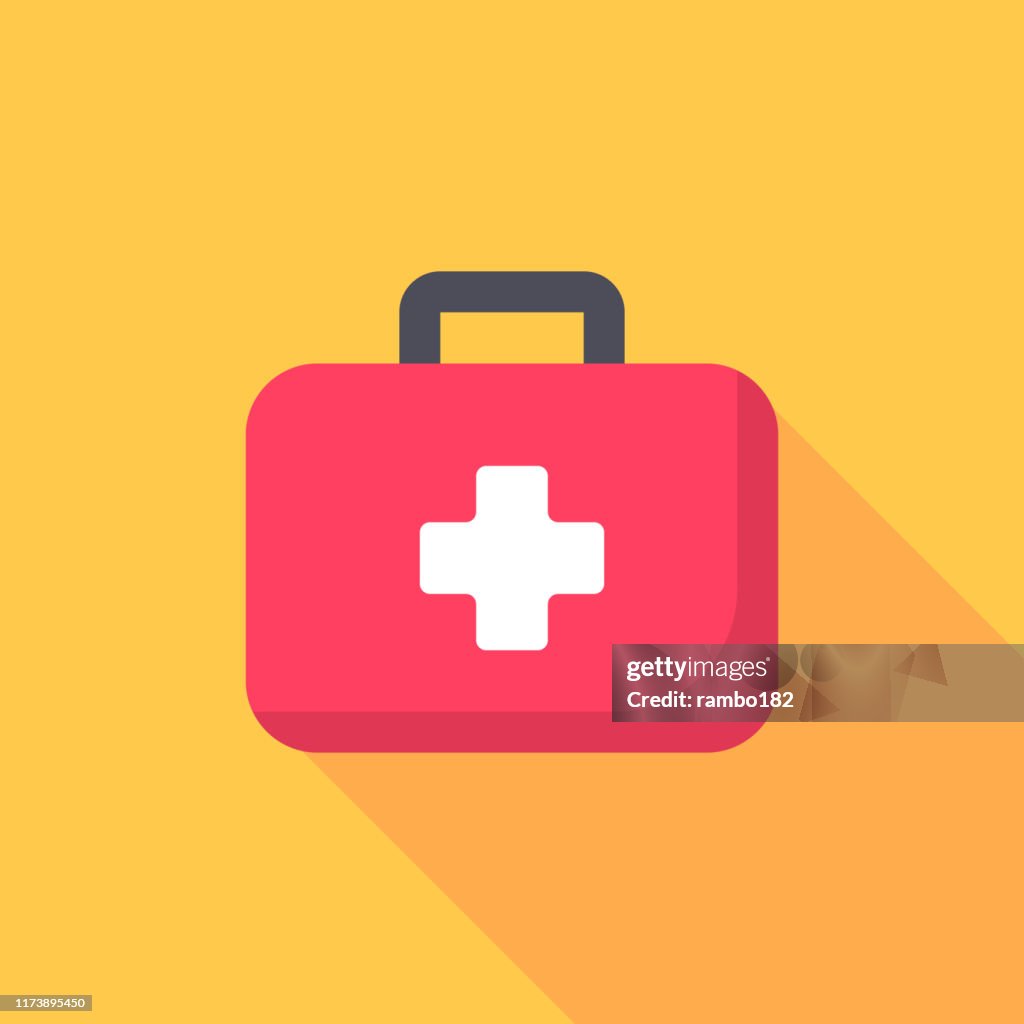 EHBO kit plat icoon. Pixel perfect. Voor mobiel en Internet.