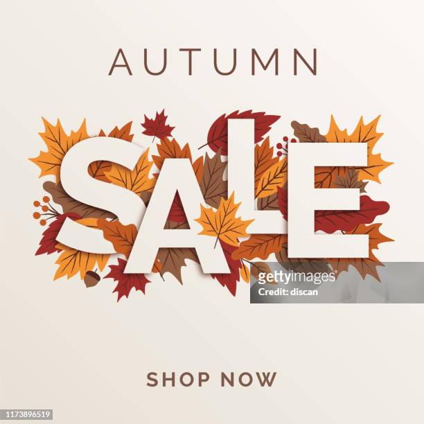 autumn sale design for advertising, banners, leaflets and flyers. - fall sale stock illustrations