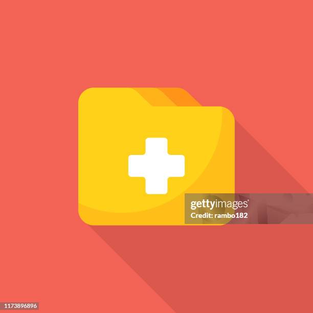 medical files flat icon. pixel perfect. for mobile and web. - record management stock illustrations