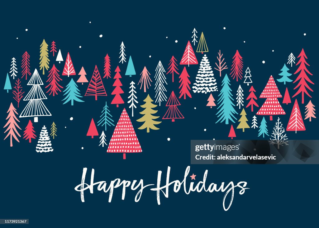 Holiday Card with Christmas Trees