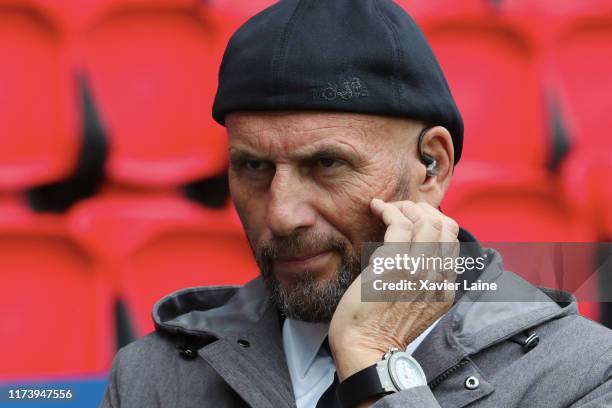 Elie Baup attends the Ligue 1 match between Paris Saint-Germain and Angers SCO at Parc des Princes on October 5, 2019 in Paris, France.