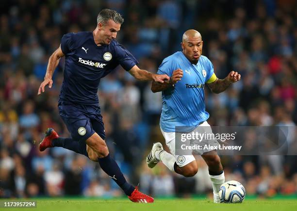 During the Vincent Kompany testimonial match between Manchester City Legends v Premier League All-Stars XI at Etihad Stadium on September 11, 2019 in...