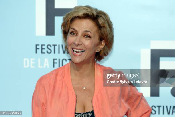 Corinne Touzet attends the photocall of opening ceremony of the 21th Festival of TV Fiction At La Rochelle : Day One on September 11, 2019 in La...