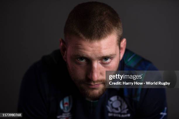 Finn Russell of Scotland poses for a portrait during the Scotland Rugby World Cup 2019 squad photo call on on September 11, 2019 in Nagasaki, Japan.