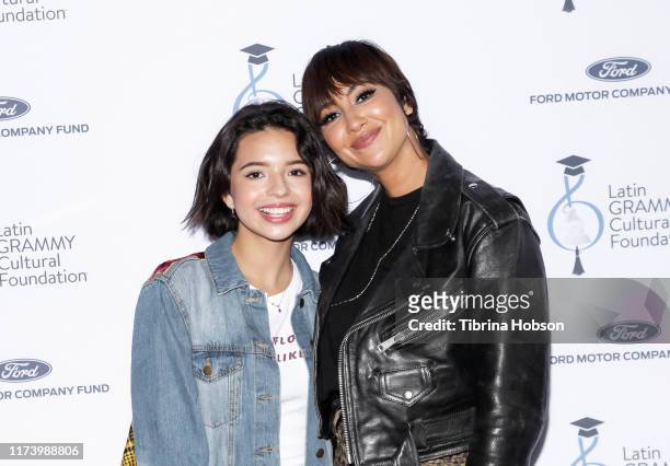 Ángela Aguilar and Jackie Cruz attend the Latin GRAMMY in the Schools Los Angeles 2019 event on September 11, 2019 in Los Angeles, California.